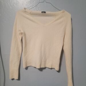J. Crew Cream V-Neck Sweater Lightweight Knit